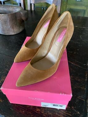 Isaac Mizrahi Camel Suede Pointed-Toe Pumps